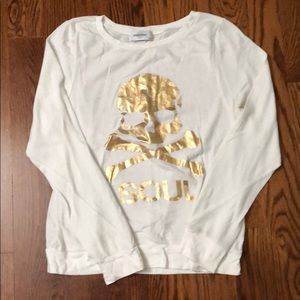 Soul cycle metallic skull pullover